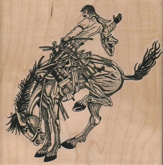 Cowboy Riding Bucking Horse 4 3/4 x 4 3/4-0