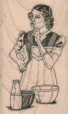 Woman Thinking And Cooking 2 x 3 1/4-0