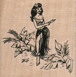 Hula Girl In Plants 2 3/4 x 2 3/4-0