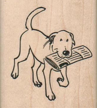 Dog With Newspaper 2 1/4 x 2 1/2-0