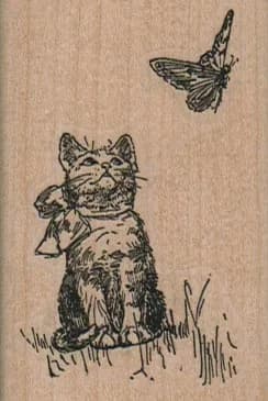 Cat Watching Butterfly 1 3/4 x 2 1/2-0