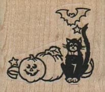 Cat, Bat And Pumpkins 1 1/2 x 1 1/4-0