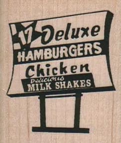 Deluxe Hamburgers Sign 1 3/4 x 2-0
