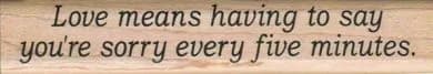 Love Means Having To Say You're Sorry 3/4 x 4-0