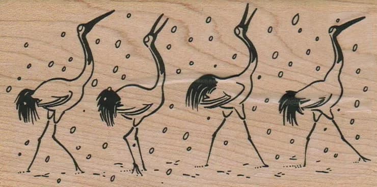 Crane Quartet In Snow 2 3/4 x 5-0