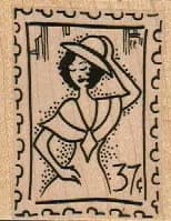 Red Hat Lady Posing Postoid 1 3/4 x 2-0