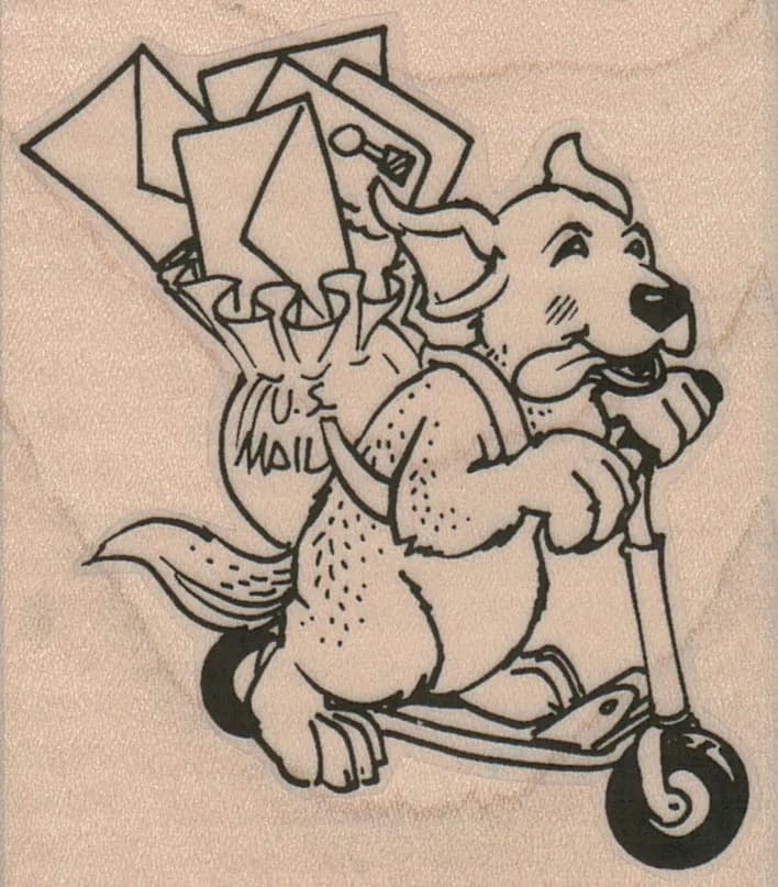 Scooter Dog Delivering Mail 2 1/2 x 2 3/4-0