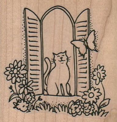 Cat Window/Butterfly 2 3/4 x 2 3/4-0