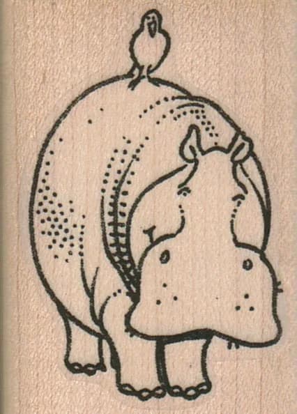 Hippo With Bird 1 1/2 x 2-0