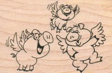 Three Flying Pigs 2 1/4 x 3 1/4-0