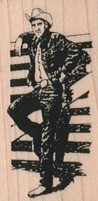 Cowboy Leaning On Fence 1 1/2 x 2 3/4-0
