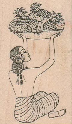 Lady & Basket Of Fruit 1 3/4 x 2 3/4-0