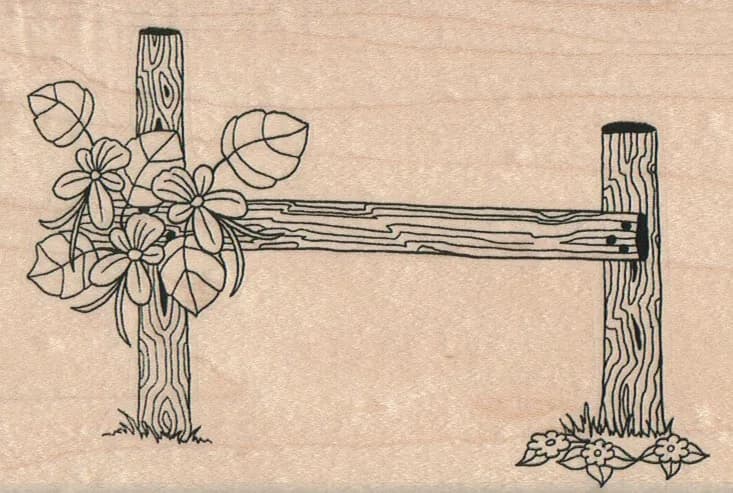 WoodFence With Flowers 3 1/2 x 5-0