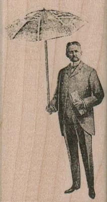 Vintage Man With Umbrella 2 3/4 x 1 1/2-0