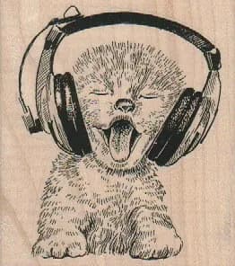 Cat With Headphones 2 3/4 x 3-0
