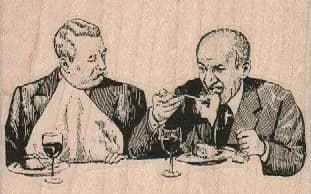 Two Gentlemen Eating 3 1/4 x 2-0