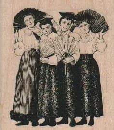 Four Ladies With Fans 2 1/2 x 2 3/4-0