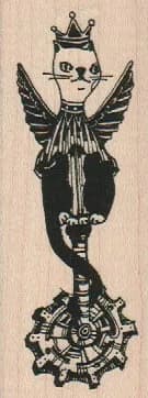 Winged Cat In Crown 1 1/2 x 3 3/4-0