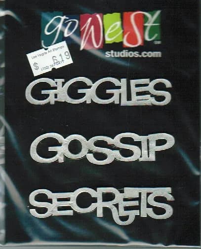 Go West Studios Metal Word Embellishment-Giggles, Gossip, Secrets-0