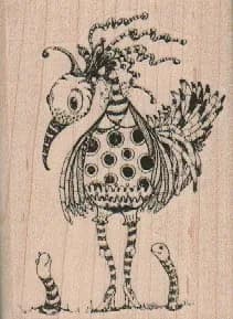 Bird With Worms 2 1/4 x 3-0