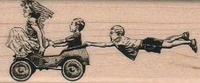 Children Playing on Toy Car 1 3/4 x 4-0
