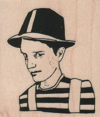 Whimsical Boy in Hat 2 1/4 x 2 1/2-0
