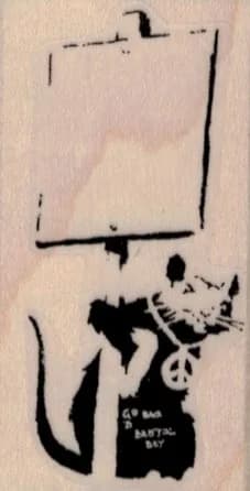 Banksy Rat Protester 1 1/4 x 2 1/4-0