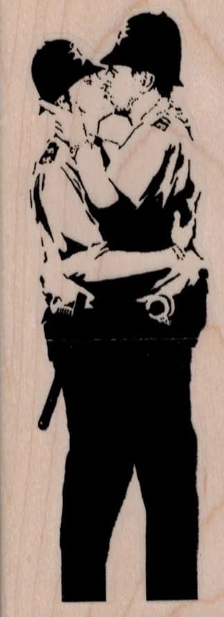Banksy Kissing Cops 1 3/4 x 4 1/2-0