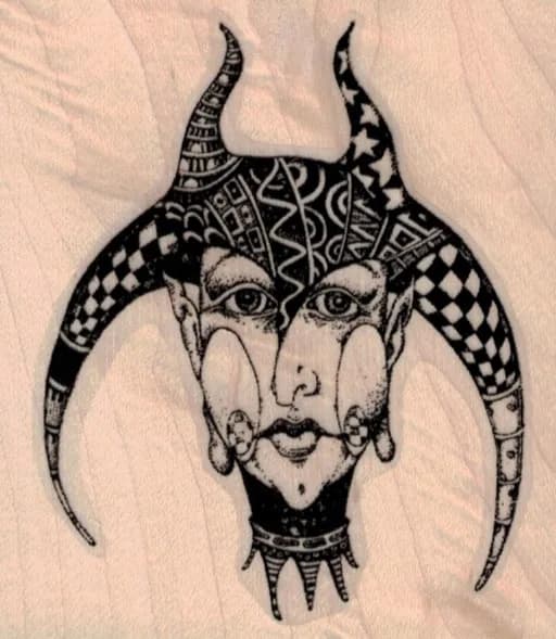 Whimsical Jester Lady 2 3/4 x 3-0