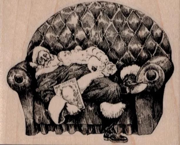Santa Sleeping On Couch 3 1/4 x 2 1/2-0