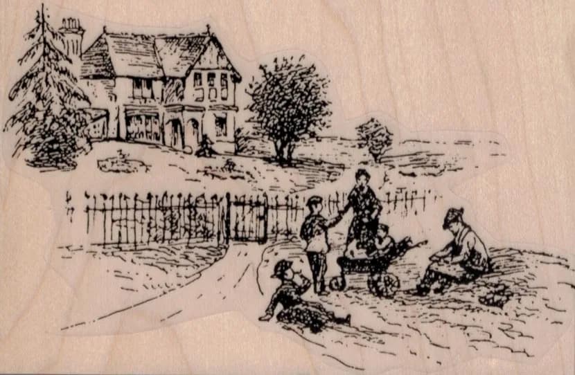Vintage Winter Scene 4 1/4 x 2 3/4-0