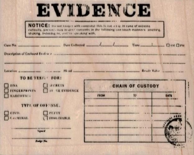 Evidence Label 3 1/4 x 2 1/2-0