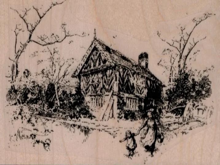 Cottage Scene 3 3/4 x 2 3/4-0