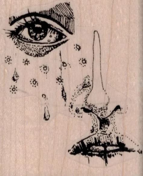 Whimsical Lady's Face with Tears 2 1/2 x 3-0