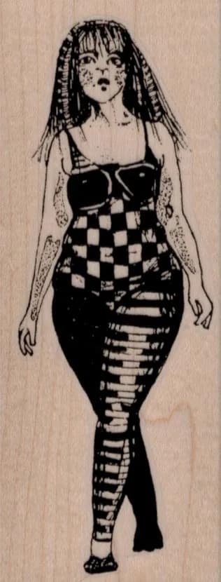 Whimsical Lady Walking 1 3/4 x 4 1/4-0