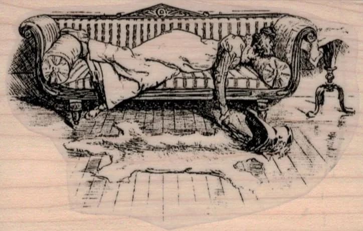 Vintage Lady On Couch 2 1/2 x 3 3/4-0