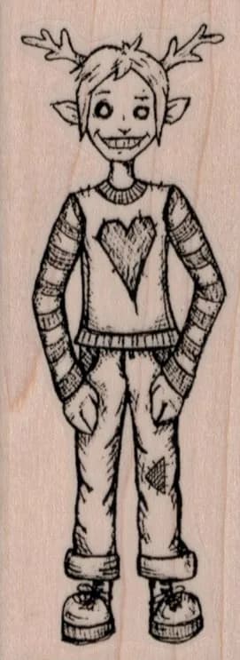 Creepy Kid With Antlers 1 1/2 x 3 3/4-0