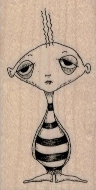 Creepy Striped Creature by Leslie Wood 1 3/4 x 3 1/4-0