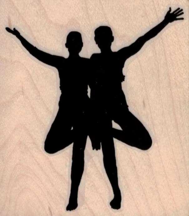 Double Tree Pose Silhouette 3 1/4 x 3 1/2-0