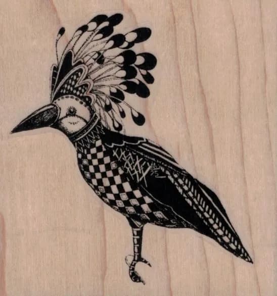 Whimsical Feathered Bird 3 x 3-0