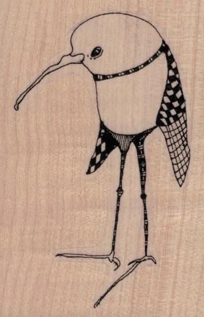 Whimsical Long Beak Bird 2 1/4 x 3 1/4-0