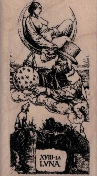 Tarot XVIII The Moon 1 3/4 x 3-0