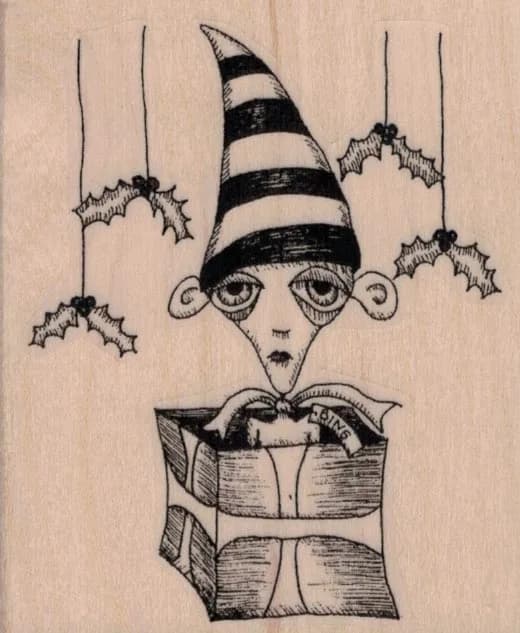 Christmas Elf by Leslie Wood 2 3/4 x 3 1/4-0
