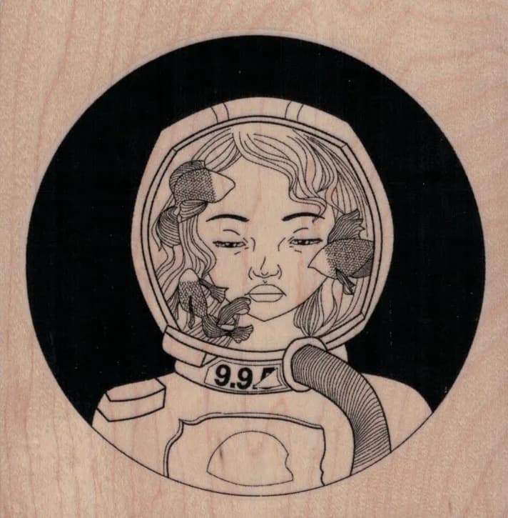 Aquarium Space Girl 3 3/4 x 3 3/4-0