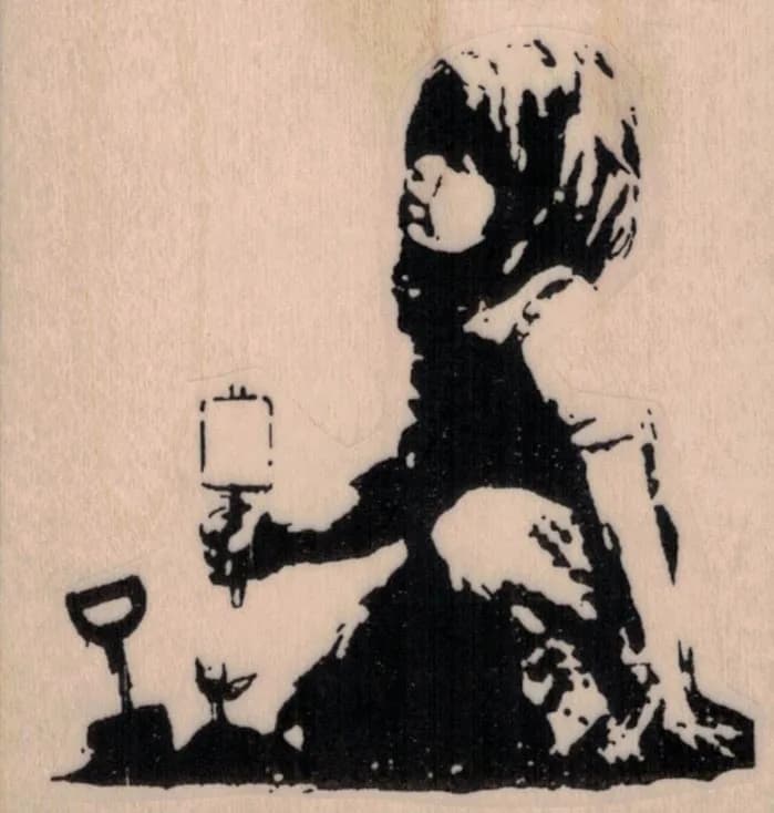 Banksy Boy Planting 2 1/2 x 2 1/2-0