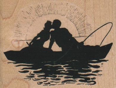 Lovers Kissing In Boat 3 x 2 1/4-0