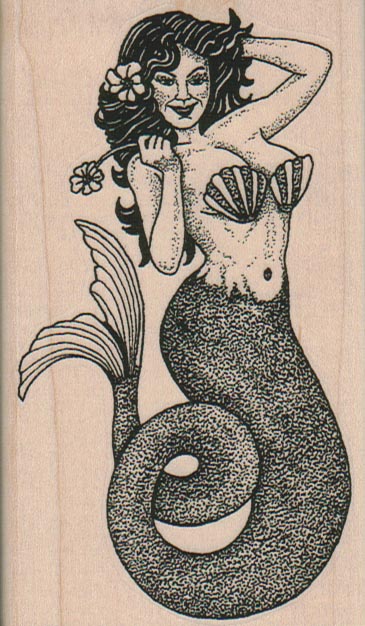 Mermaid With Flower 2 1/2 x 4 1/4-0