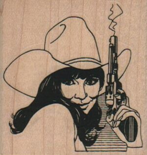 CowGirl With Smoking Gun 2 1/4 x 2 1/4-0