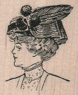 Lady In Feather Hat/High Collar 2 x 2 1/4-0