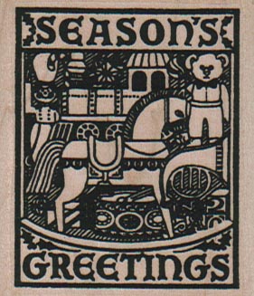 Seasons Greetings Square 1 3/4 x 2 1/4-0